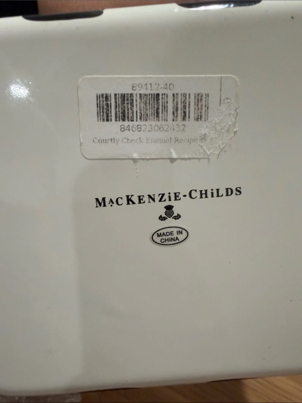 MacKenzie-Childs Black and White Check Covered Box with Red Gold Finial